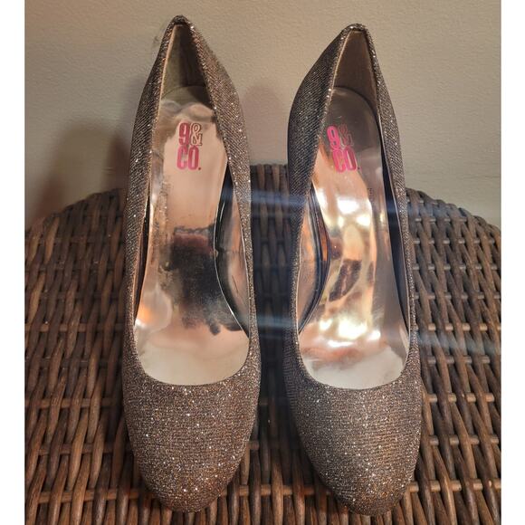 9 & CO JJWildLove Womens Silver Glitter Platform Stiletto High Heels Sz 10 Sexy - Picture 3 of 10